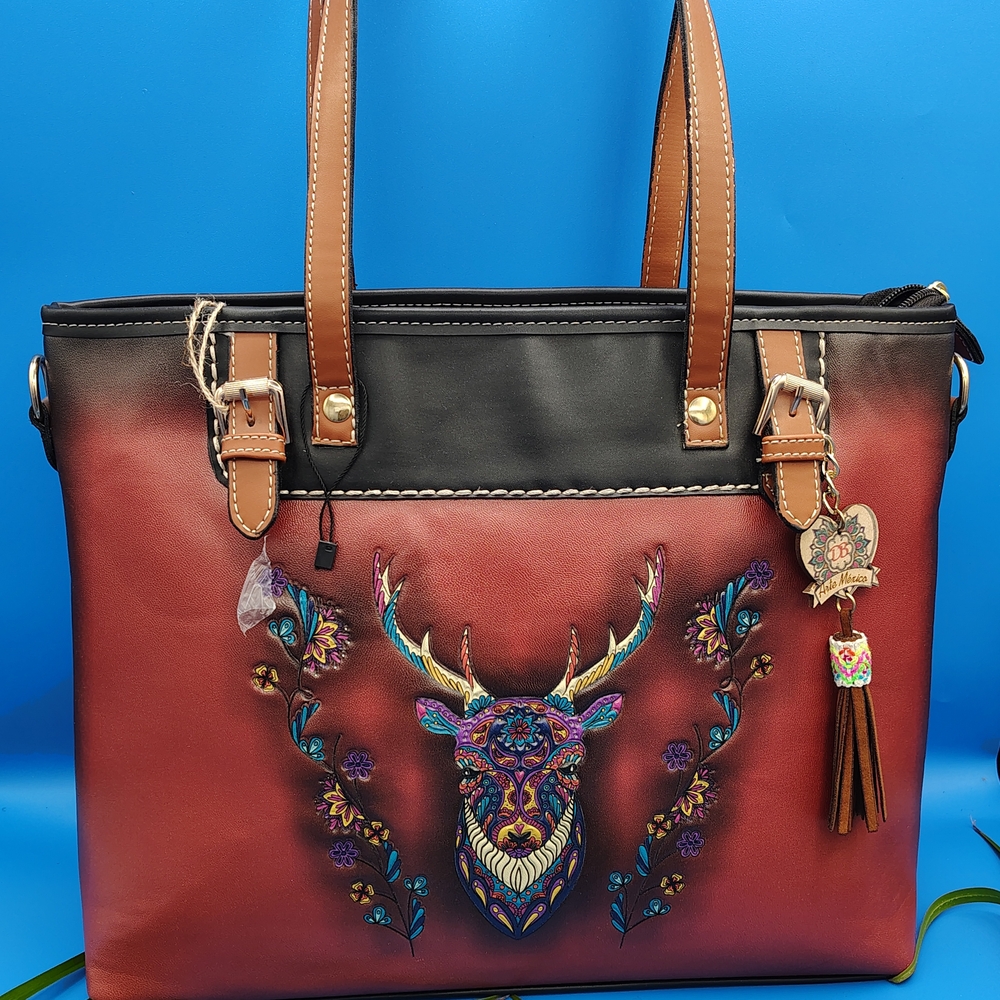 Stylish Multicolor Tote Bag with Deer Design